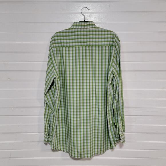 Paul & Shark Yachting Plaid Gingham Check Button Up Shirt Mens Size Large Green - Picture 3 of 7